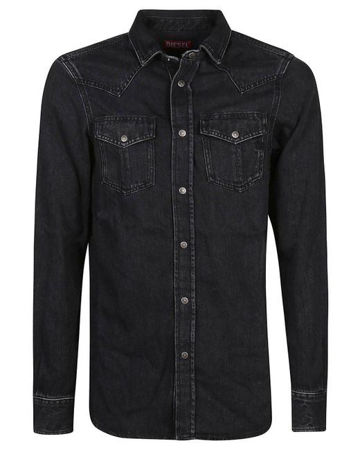 DIESEL Black D-vega Buttoned Denim Shirt for men