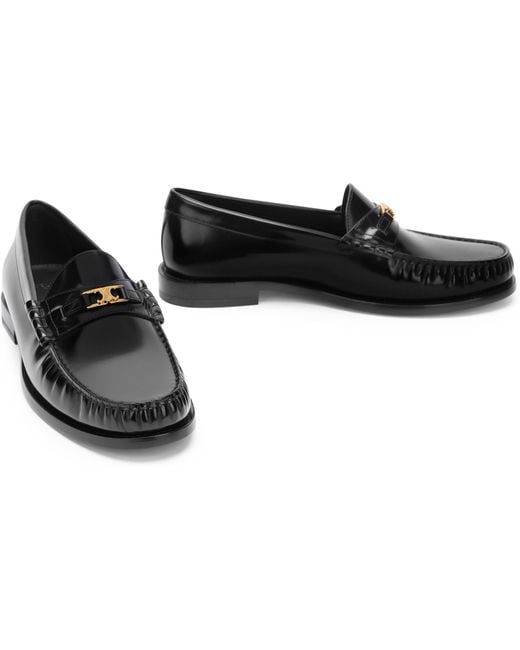 Céline Black Triomphe Luco Leather Loafers Bull for men