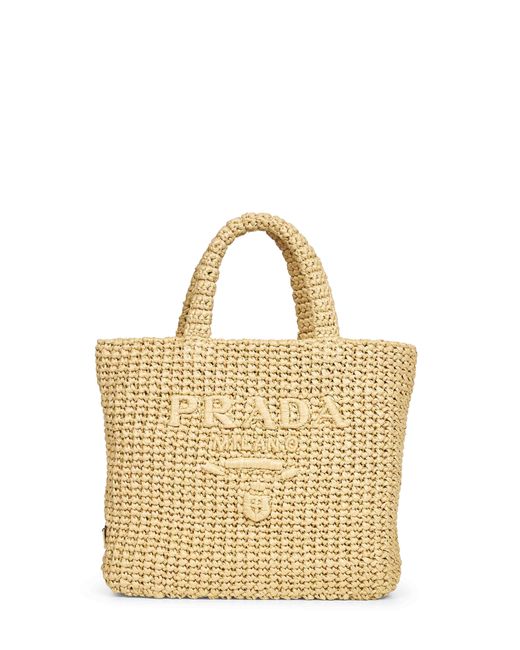 Prada Metallic Natural Small Tote Bag