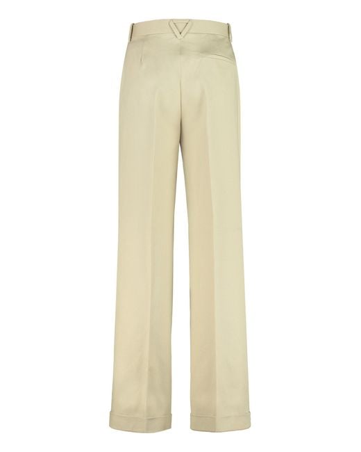 Bottega Veneta Natural High-Rise Cotton Trousers Wide-Leg