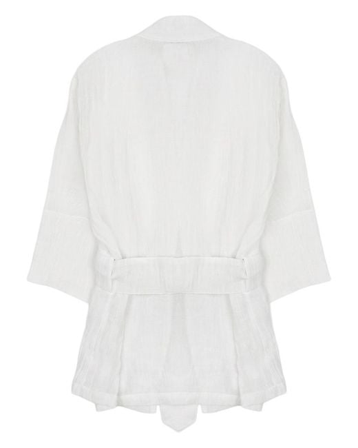 120% Lino White Kimono Jacket Linen
