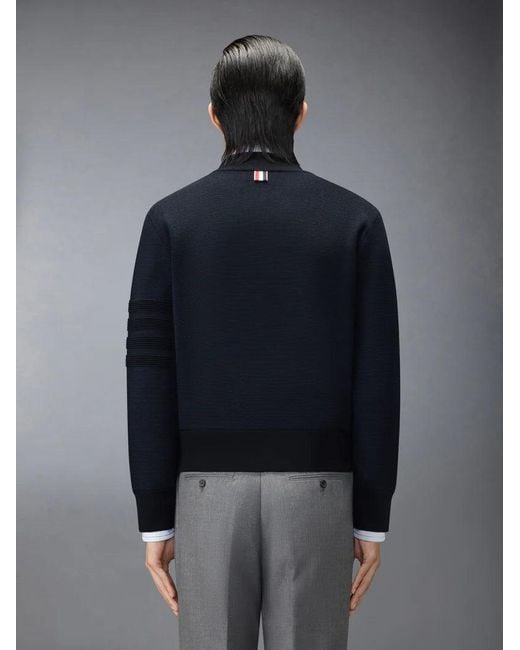 Thom Browne Blue Zip Up Bomber Jacket Merino for men
