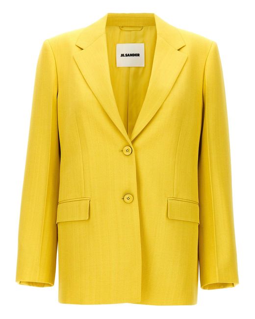 Jil Sander Yellow Viscose-Silk Blend Blazer