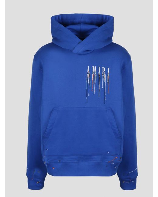 Amiri Paint Drip Logo Embroidered Hoodie in Black for Men