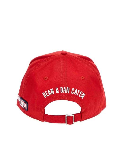 DSquared² Red Logo Patch Baseball Cap Accessories Beanies & Hats for men