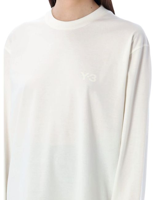 Y-3 White Long Sleeves Logo T-Shirt