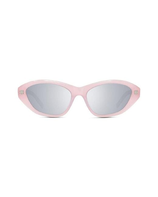Givenchy Pink Sunglasses Cat Eye Full Rim, Shiny Frame And Smoke Mirror Lens Gv40038I72C