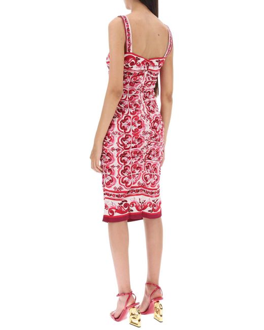 Dolce & Gabbana Red Majolica Print Silk Mini Dress