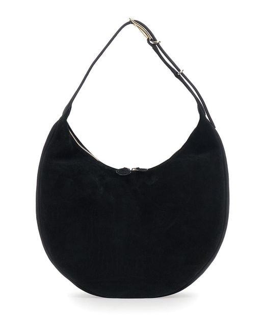 Liffner Black Shoulder Bag Suede Calf Leather