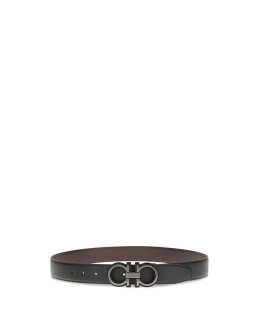 Ferragamo Black Reversible And Adjustable Gancini Belt Calf Leather Bos Taurus E Braces for men