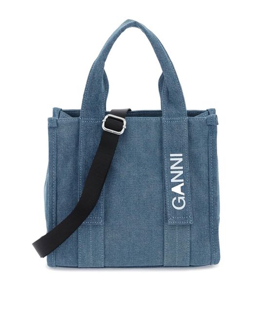 Ganni Blue Denim Tote Bag