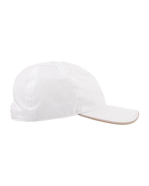 Kiton White Nylon Baseball Hat With Logo for men