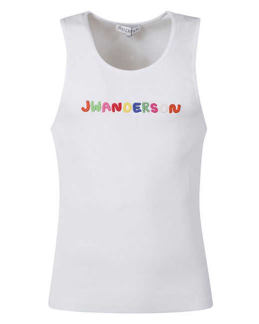 J.W. Anderson White Logo Embroidery Tank Top for men