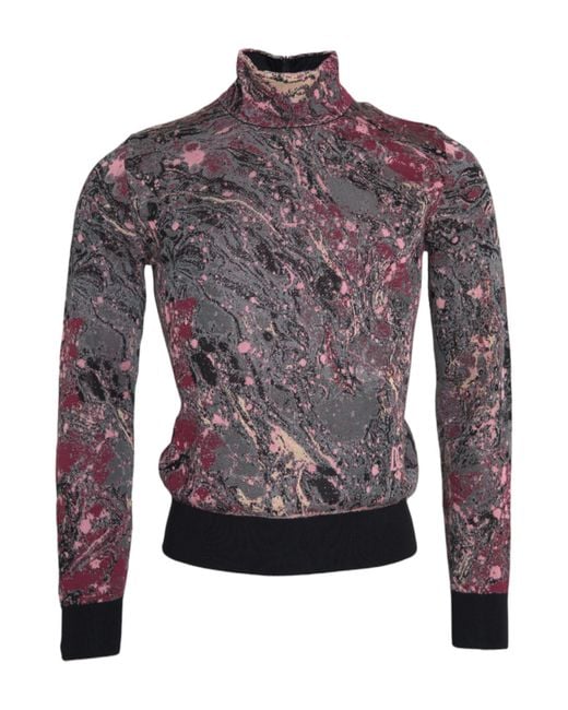 Dolce & Gabbana Blue Graphic Turtle Neck Sweater for men