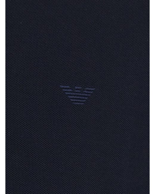 Emporio Armani Blue Piquet Polo Shirt Cotton T-Shirts for men