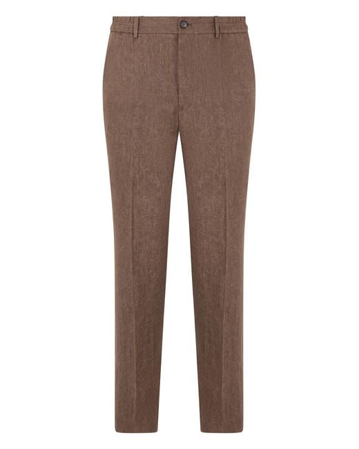 Slowear Brown Trousers Tapered Linen for men