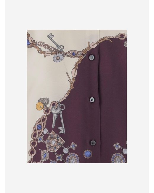 Versace Purple Silk Shirt With Print