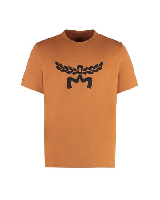 MCM Orange Cotton Crew-neck T-shirt for men