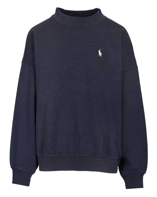 Polo Ralph Lauren Blue Oversized Sweatshirt Cotton Polyester Sweatshirts