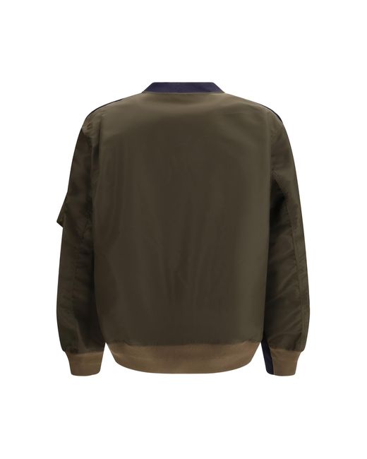 Sacai Green Sweatshirt Paneled-D-Khaki Cotton Knitwear for men