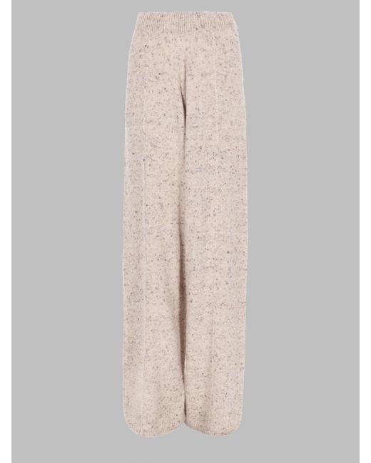 Fabiana Filippi Natural Wide Leg Wool Blend Trousers