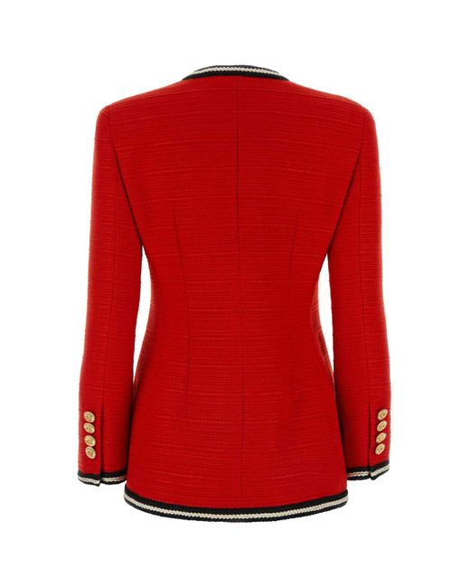 Gucci Red Wool Jacket With Braided Ribbon Trim