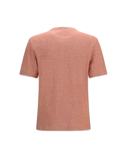 Brunello Cucinelli Pink Short-Sleeve Cotton T-Shirt T-Shirts for men