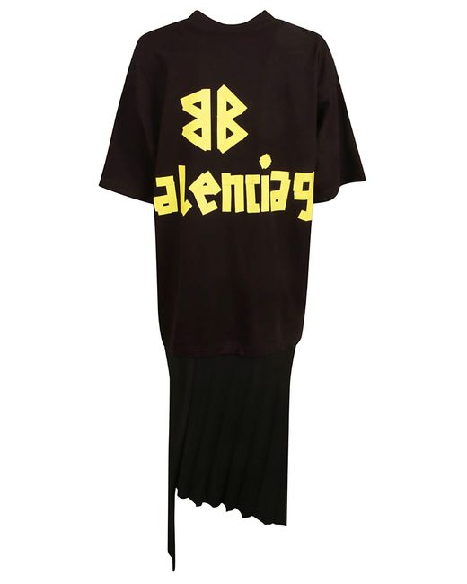 Balenciaga Black Logo Print T-Shirt Dress