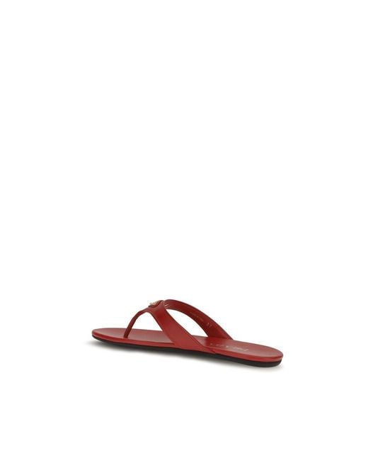 Prada Red Calf Leather Bos Taurus Flat Sandals