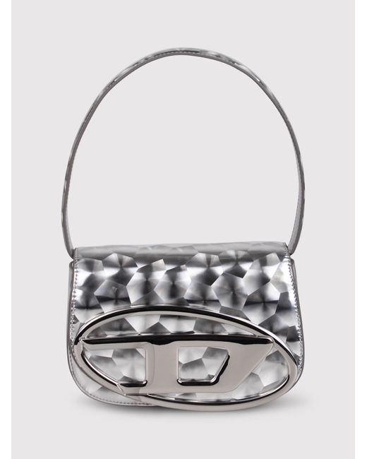 DIESEL Gray Sholuder Bag With Mirror Effect