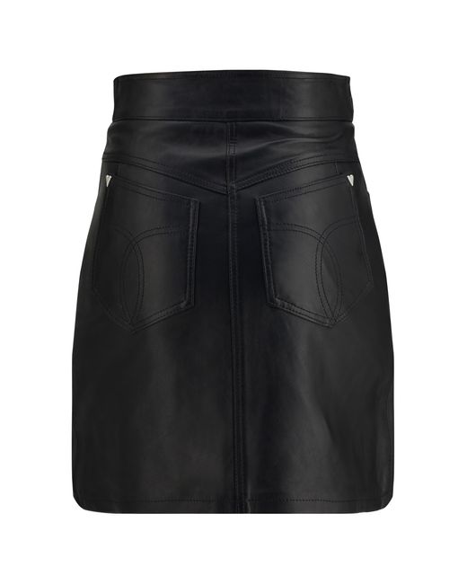 Fiorucci Black Leather Mini Skirt With Zip Lamb