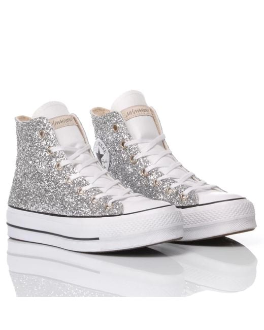 MIMANERA Gray Converse Platform Glitter