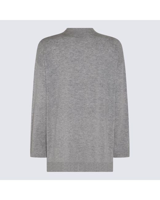 Allude Gray Wool And Cashmere Blend Cardigan