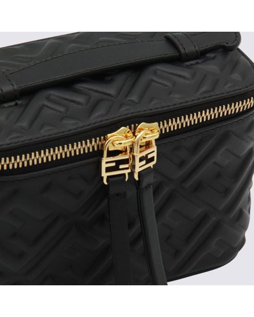 Fendi Black Leather Vanity Top Handle Bag