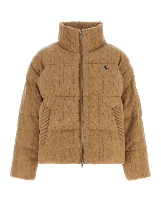 Polo Ralph Lauren Brown Wool-Cashmere Blend Quilted Down Jacket