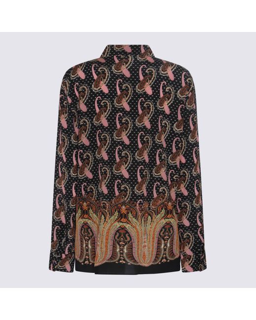 Etro Brown Multicolour Silk Paisley Shirt