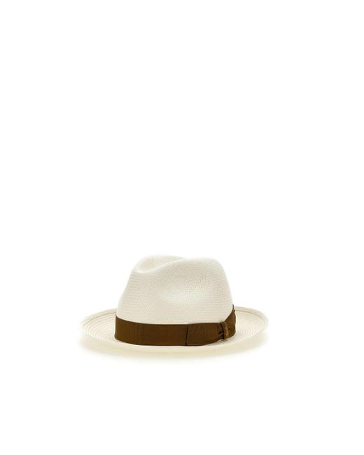 Borsalino White Panama Straw Hat for men