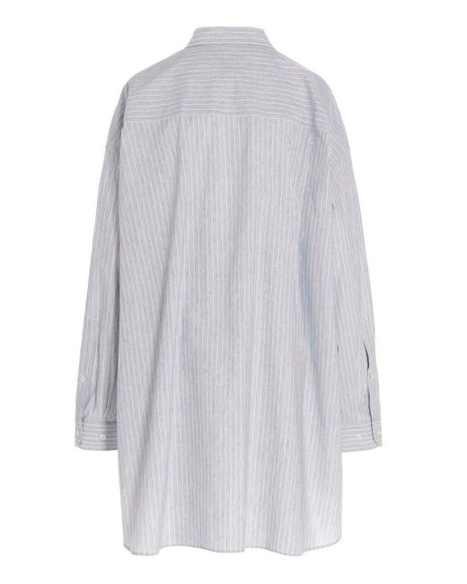 Maison Margiela White Striped Long-Sleeved Shirt