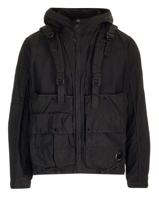 C P Company Black Reversible Hooded Jacket for men