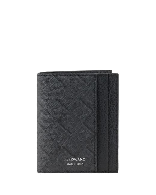 Ferragamo Gray Cardholder Grained Leather Patterned Medium Calf (Bos Taurus) Umbrellas for men