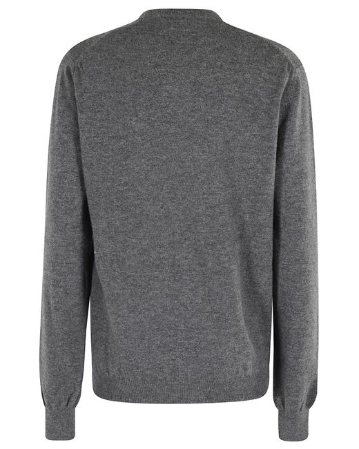 COMME DES GARÇONS PLAY Gray Round Neck Cardigan Emblem