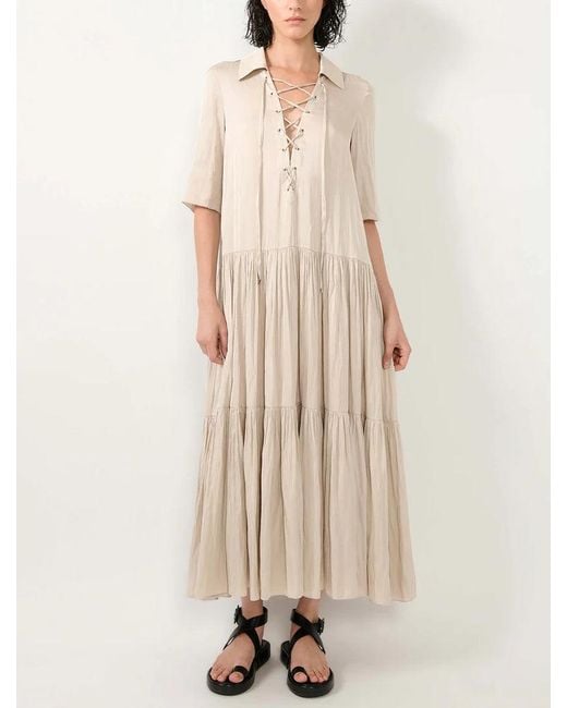 Barbara Bui Natural Barbara Bui Lace-Up Tiered Dress — Cream