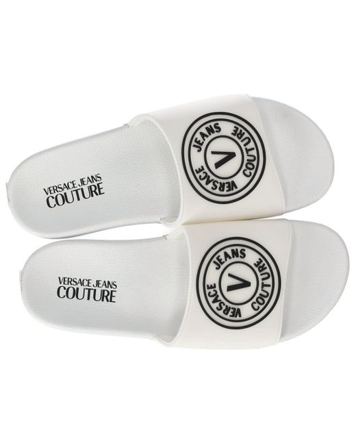 Versace White Logo-embossed Slip-on Slides for men