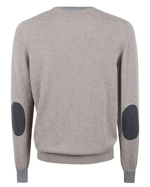 Fay Gray Padded Shoulder Rib Trim Sweater for men