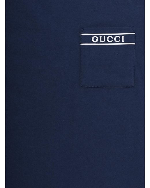 Gucci Blue Kids T-Shirt With Logo, Cotton T-Shirts for men