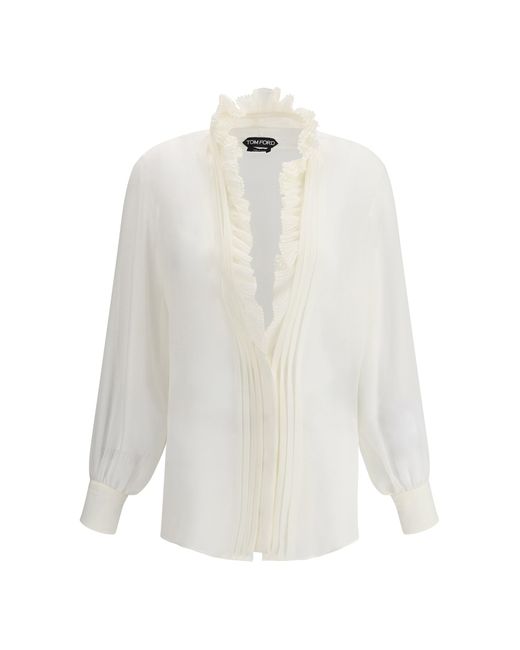 Tom Ford White Silk Georgette Blouse