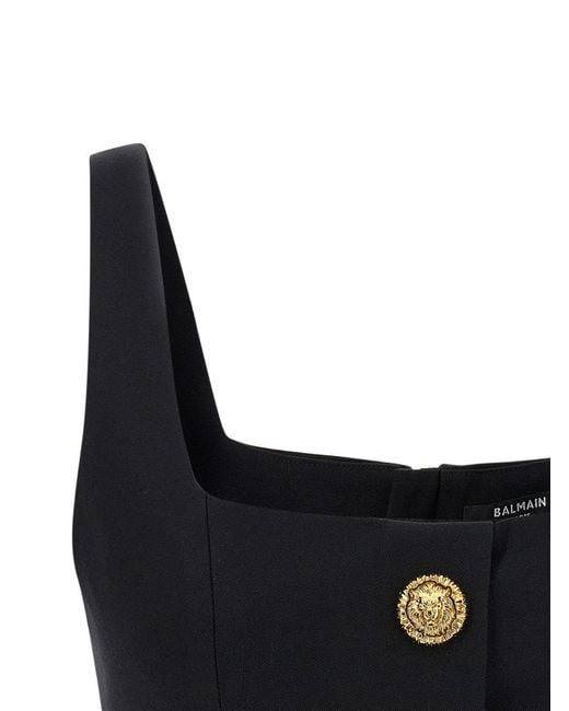 Balmain Black Wool Brassiere Top