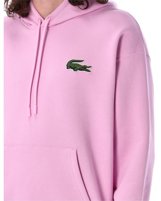 Lacoste Pink Loose Fit Hoodie for men