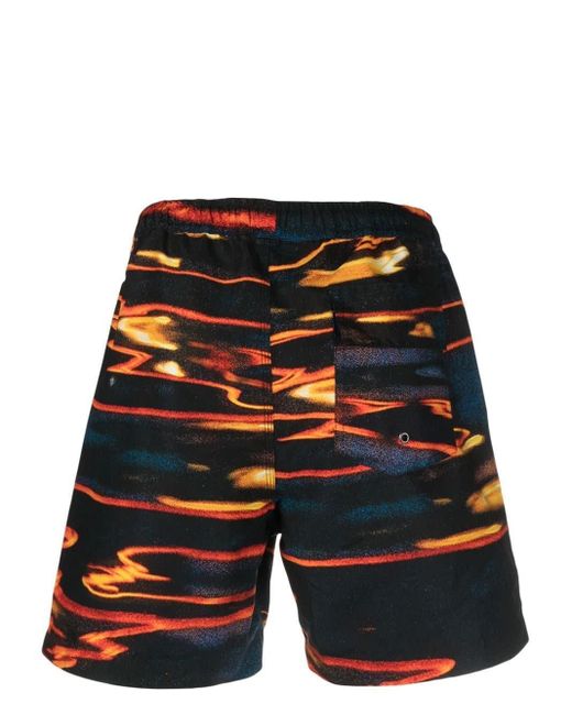 BLUE SKY INN Black Printed Swimming Trunks for men