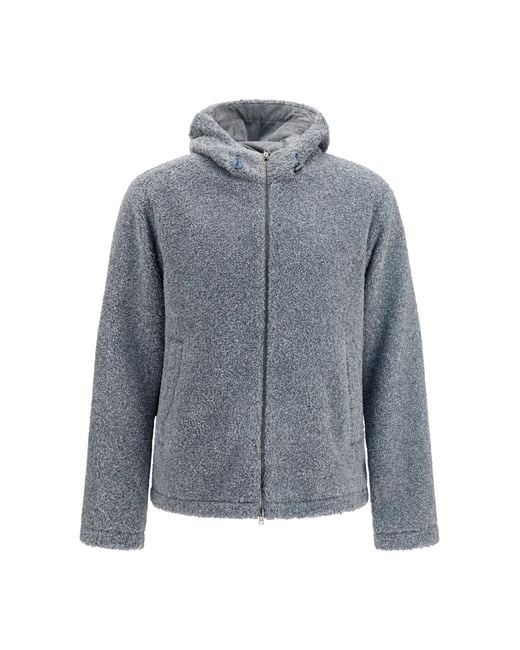 Herno Gray Jacket Teddy-Effect Hooded Polyester for men